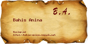 Bahis Anina névjegykártya